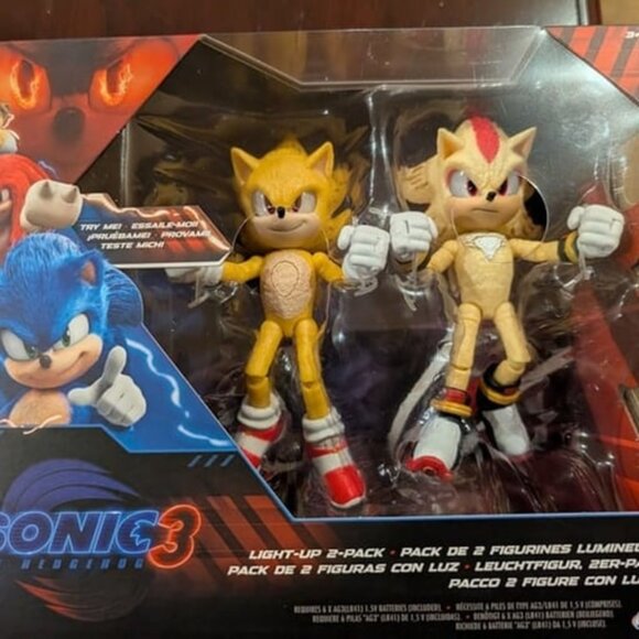 Super Shadow & Super Sonic Jakks Pacific Light Up 2 Pack Sonic 3 - Picture 1 of 3